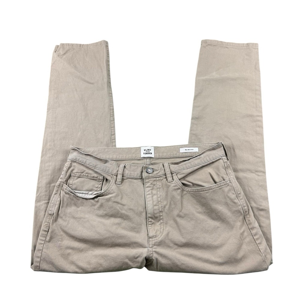 Flint and Tinder Mens Brown Cotton Canvas Slim Fit Outdoor Pants 32x28
